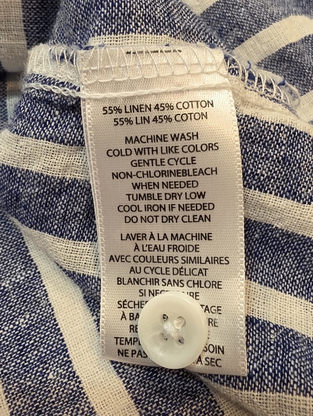 beachlunchlounge Blue & White Striped Button-Down Shirt Size Small - Picture 4 of 7